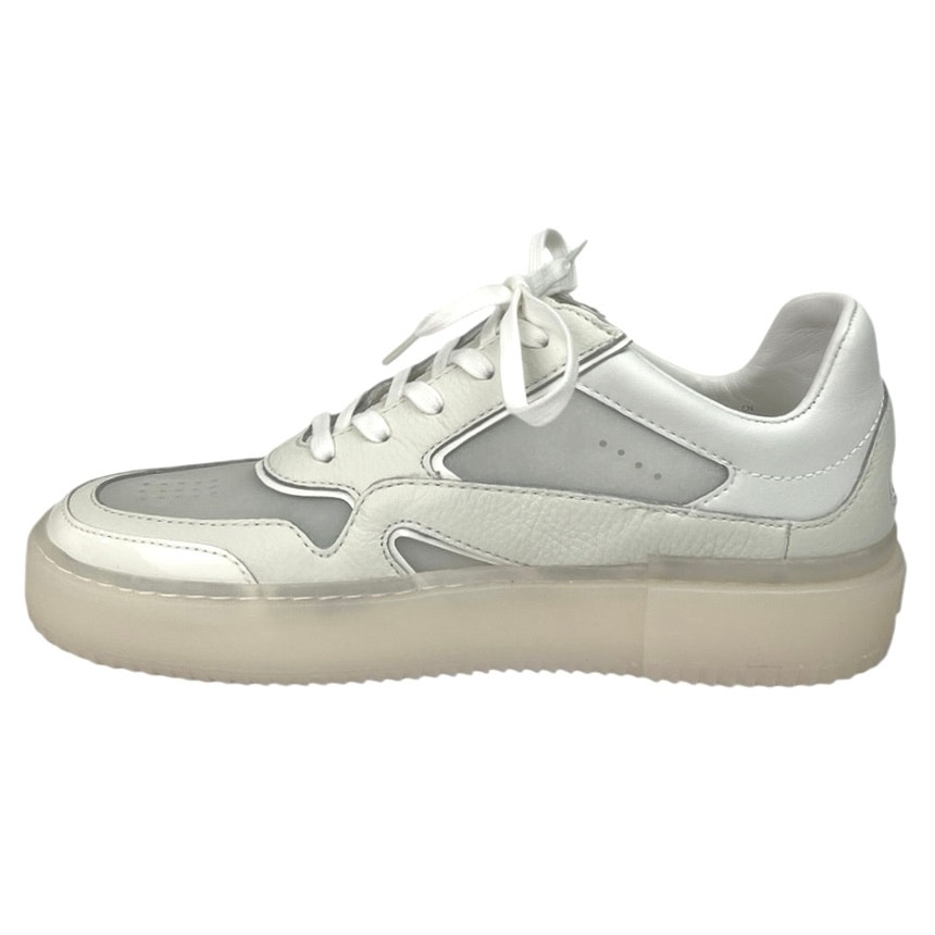 Stuart Weitzman Ryan New White Pvc-Paneled Leather Lace-Up Sneakers Shoes 6.5b